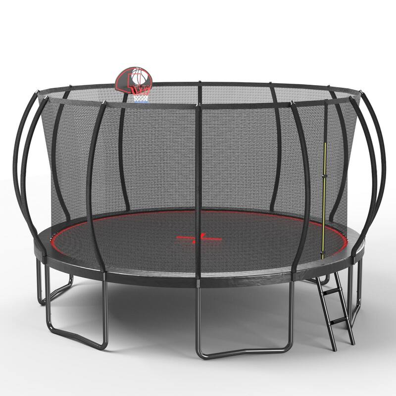 16FT High-Dip Galvanized Frame Trampoline Pumpkin- Black Red