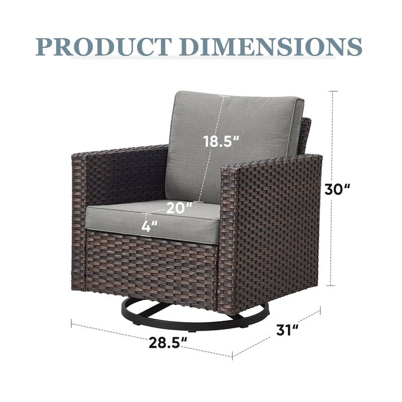Gymojoy 5-Piece Outdoor Wicker Furniture Set - 2 Swivel Glider Chairs, 2 Patio Chairs & Coffee Table