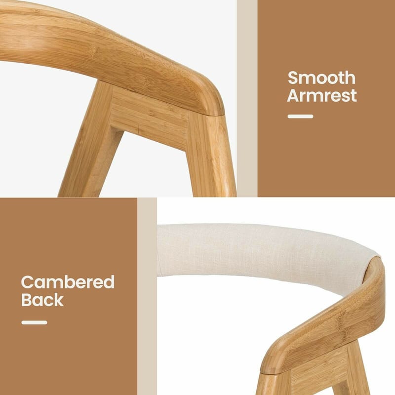 Gymax Set of 2 Bamboo Accent Chairs Leisure Chairs Armchairs w/ Seat