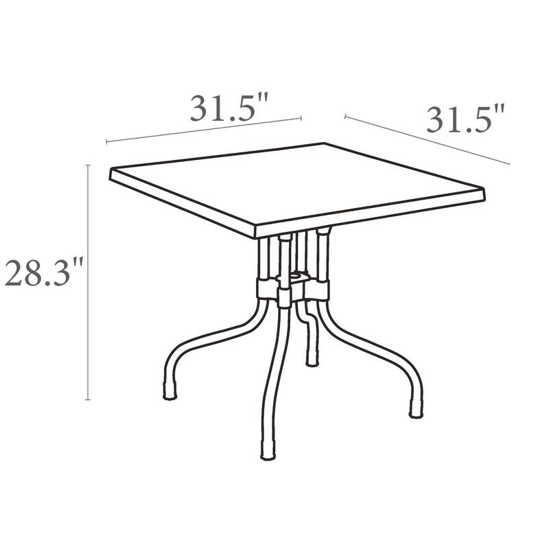 31" White and Silver Patio Square Folding Dining Table