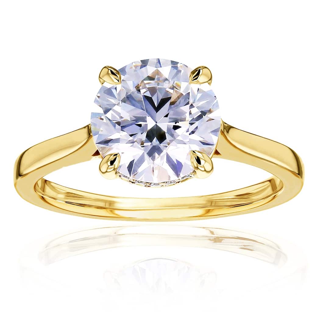 Kobelli 2 Carats Round Diamond 14k Solid Gold Hidden Halo Cathedral Melinda-Raye Ring (Certified, EF/VS, Lab Grown)