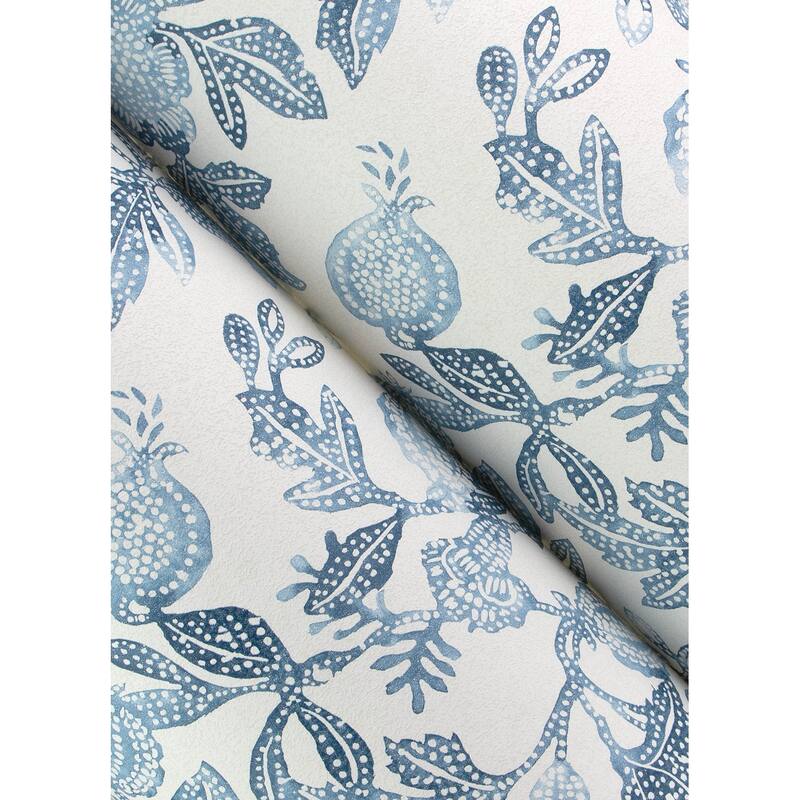 A-Street Prints Beach Rose Blue Floral Fruits Wallpaper