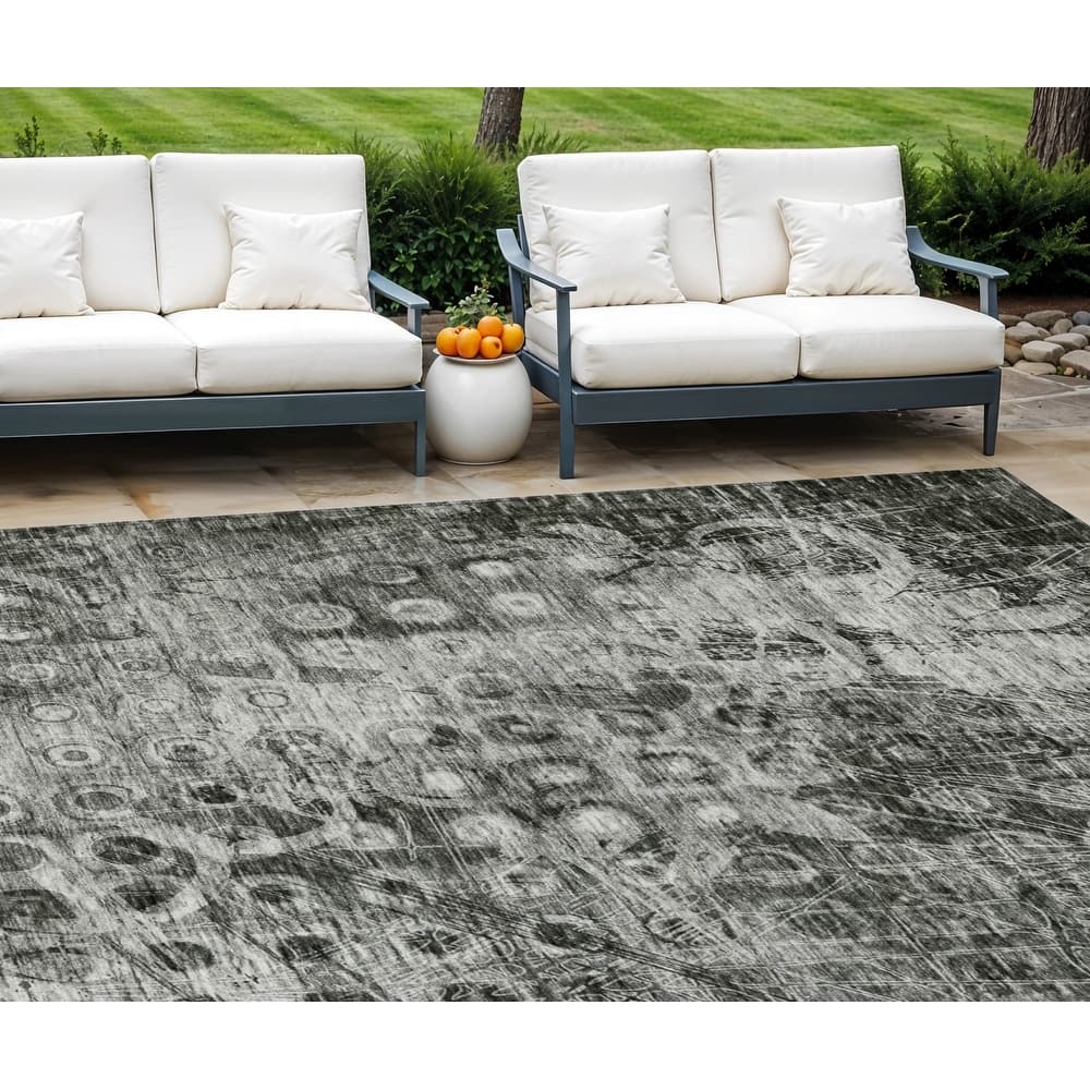 HomeRoots Ikat Transitional Rectangle Outdoor Rug
