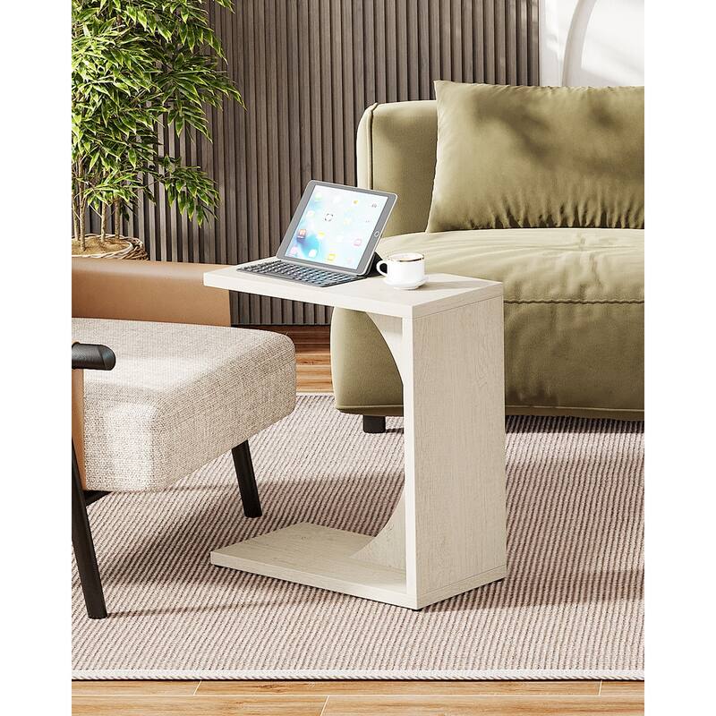 C-Shaped End Table for Couch, Side Table for Small Space