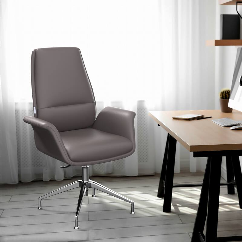 Summit Series Leather Office Chair with Aluminum Frame, Adjustable Height, Swivel, Sponge Cushion, Easy-Clean Design