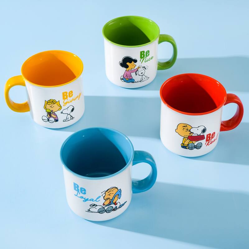 Peanuts Be Happy 4 Pack 21 OZ Mugs