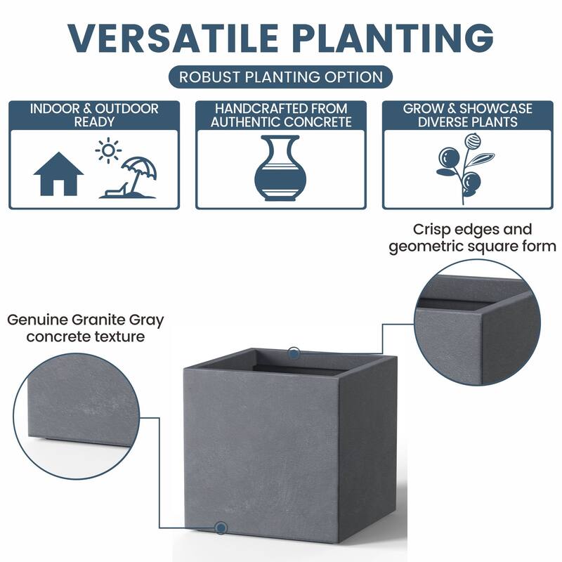 Tall Concrete Square Plant boxes / Large Indoor and Outdoor flower Planters