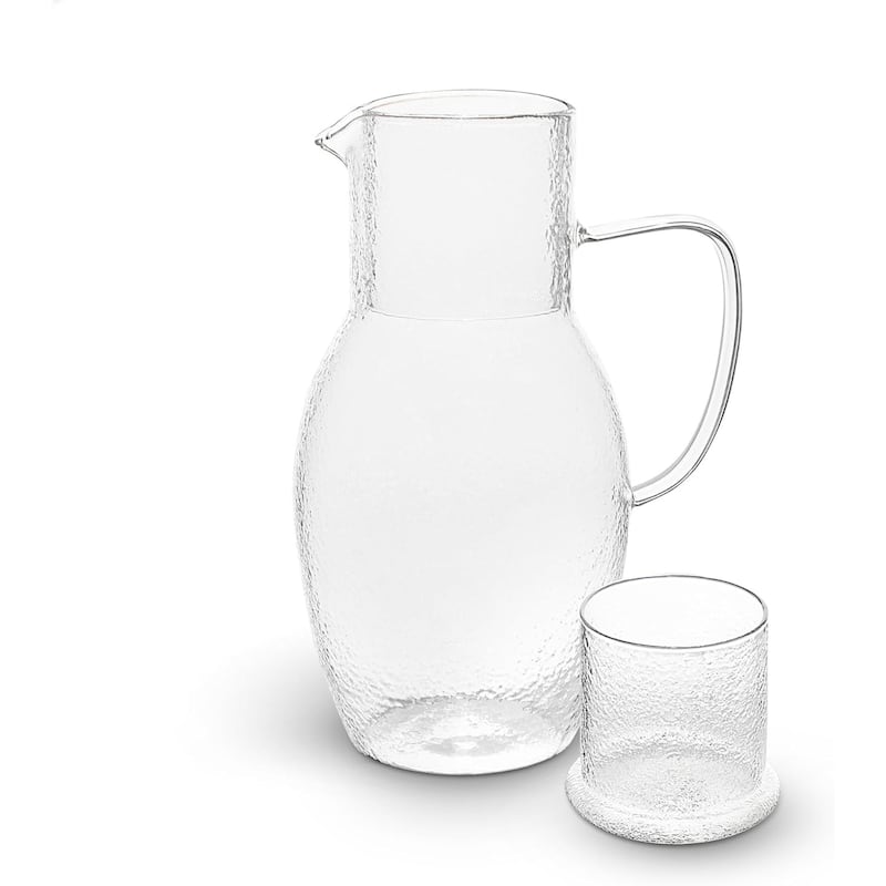 Elle Decor Bedside Pitcher Set Carafe with Cup - 44 Ounce