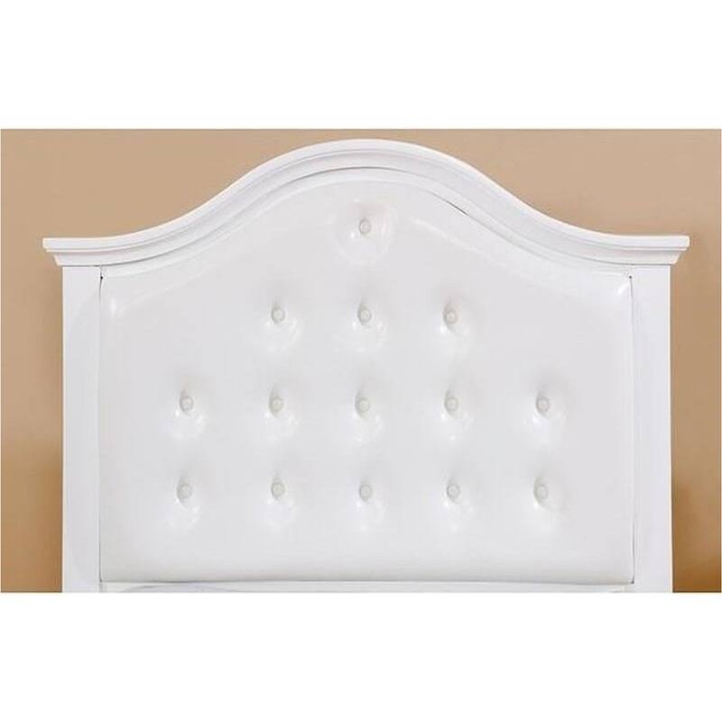 Bed With Padded Camelback Headboard, White