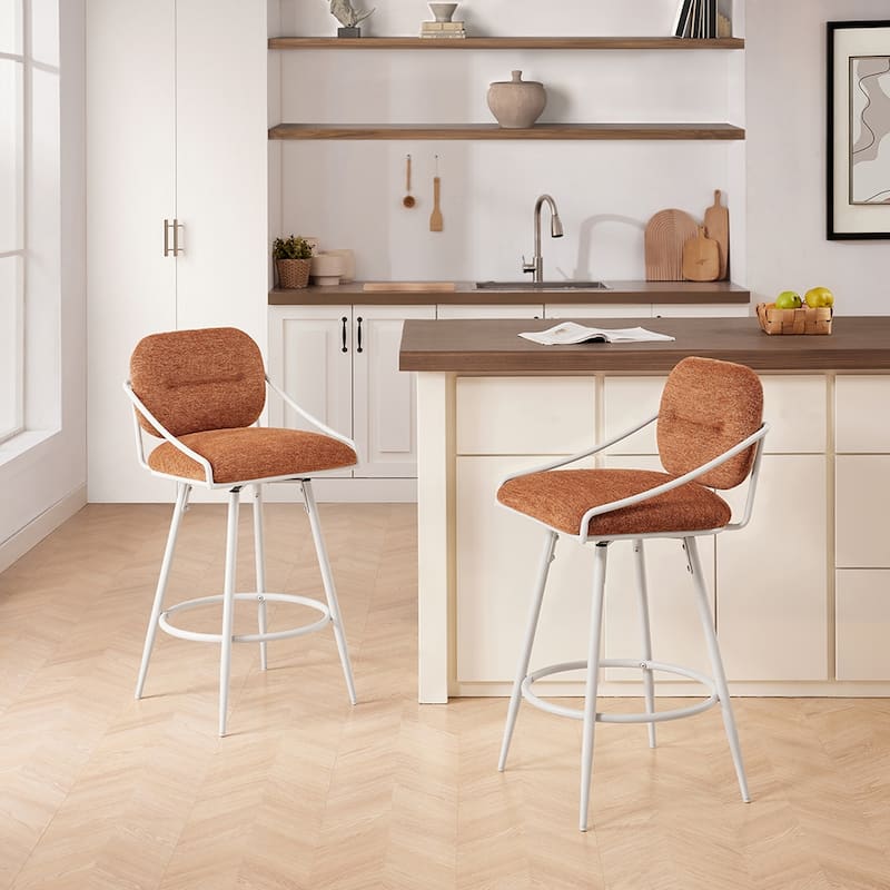 Art Leon Mid-century Modern Fabric Swivel Barstool