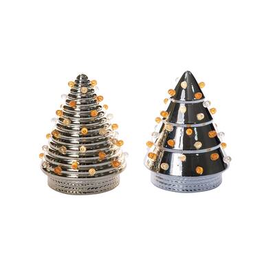 Transpac Small Dol Light Up Halloween Tree Decor Set of 2 Halloween Home Decorations