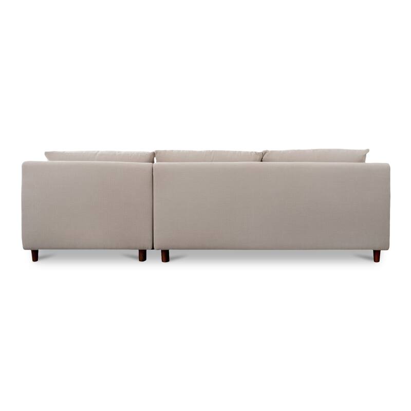 NADAAL STUDIOS Veyric Right-Facing Sectional Sofa, High Back, Chenille Performance Fabric, Feather Blend Seat, Seats 4, White