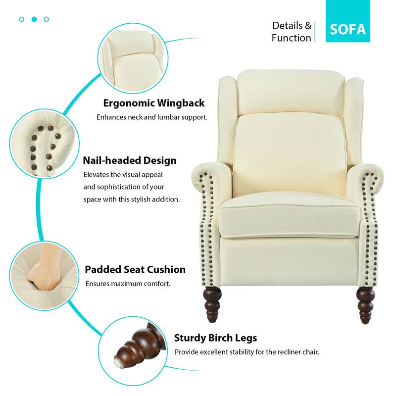 29.75" Push Back Recliner Chair Upholstered Recliner