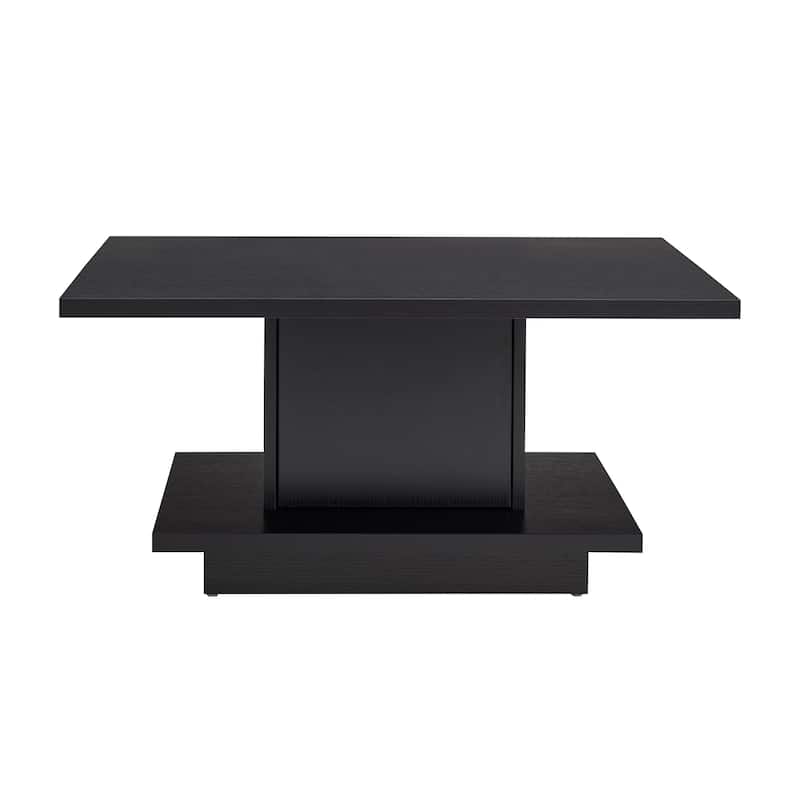 Ross Modern Square Coffee Table with Wrap Around Base Shelf and Hidden Storage by Strick & Bolton