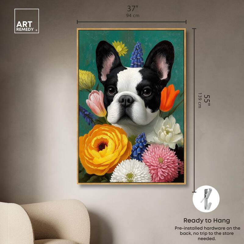 Secret Garden Frenchie Canvas by Art Remedy
