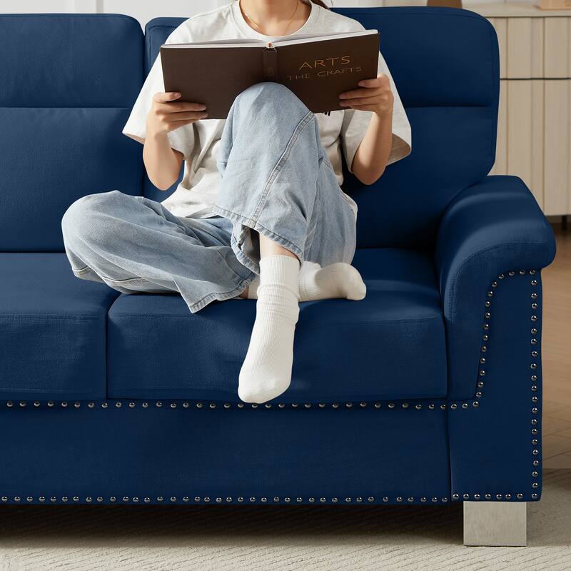 GDFStudio - Modern Snowfleece 3-Seater 82" Sofa with Rolled Arms