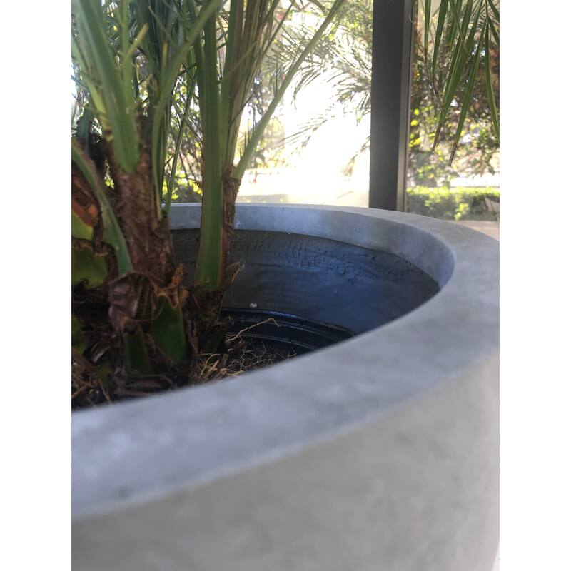 Kante Large Concrete Round Planters (Set of 3), Outdoor/Indoor, Modern, Lightweight, Weather Resistant (Slate Gray)