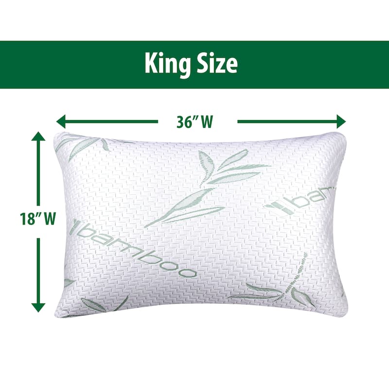 Home Sweet Home Hypoallergenic Memory-Foam Rayon from Bamboo Pillow - King - Single