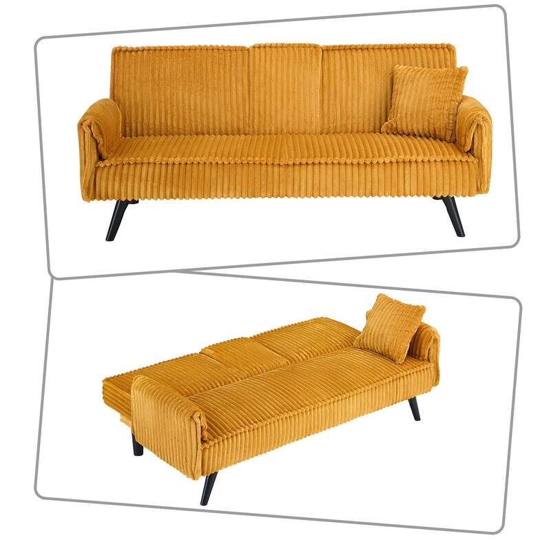 Modern minimalist sofa futon with adjustable backrests and console suitable for bedroom and living room reception rooms