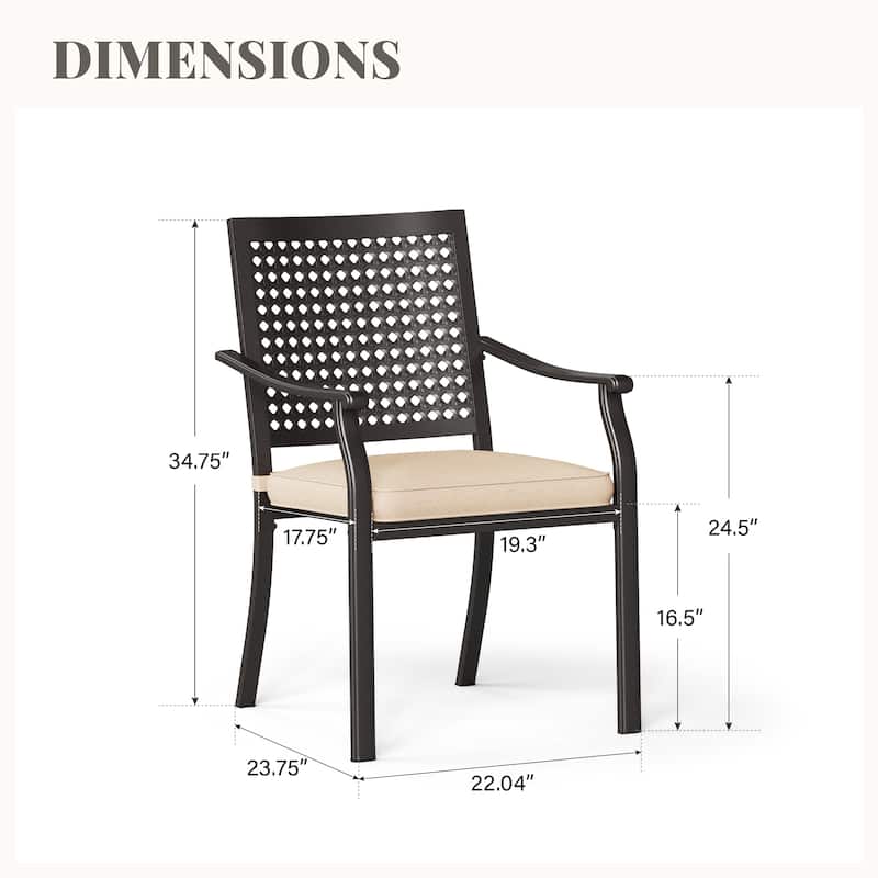 MAISON ARTS Patio Dining Chairs Set of 4 Stackable Chair Black E-coating Metal with Upgraded Back Pattern