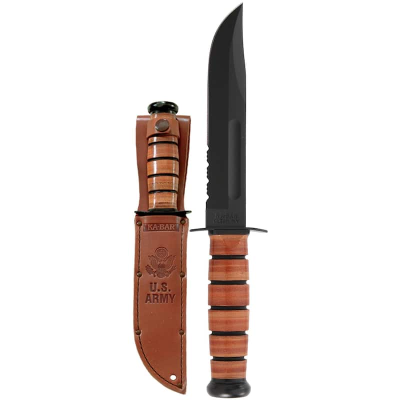 KA-BAR US Army Serrated Edge Utility Knife w/ Sheath - Brown