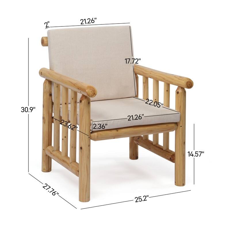 Cedar 4-Piece Wood Patio Conversation Set with Beige Cushions for Afternoon Tea & Conversation