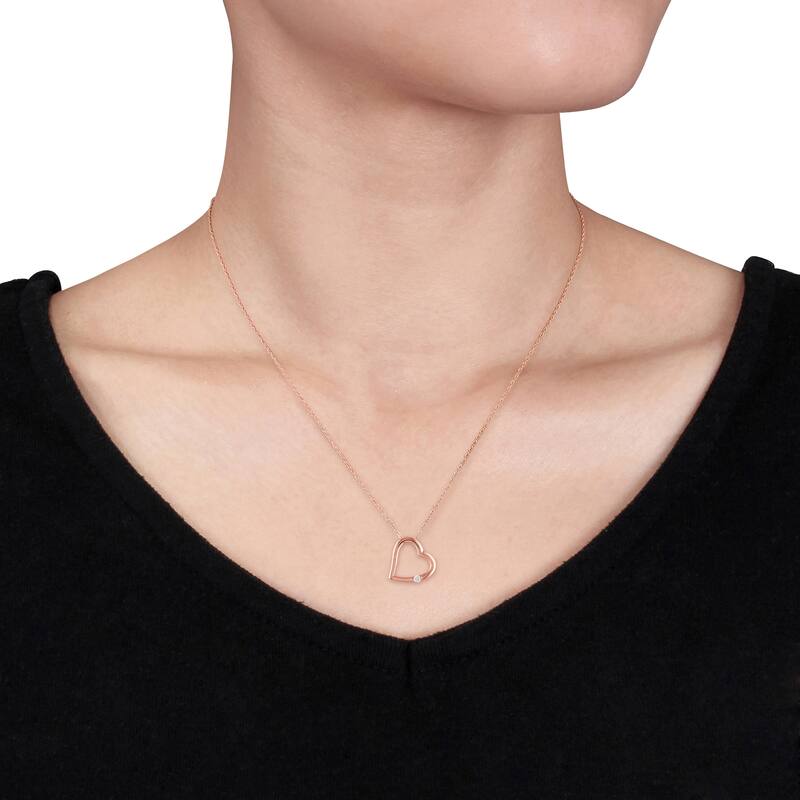 Miadora 10k Pink Gold Diamond Accent Heart Necklace