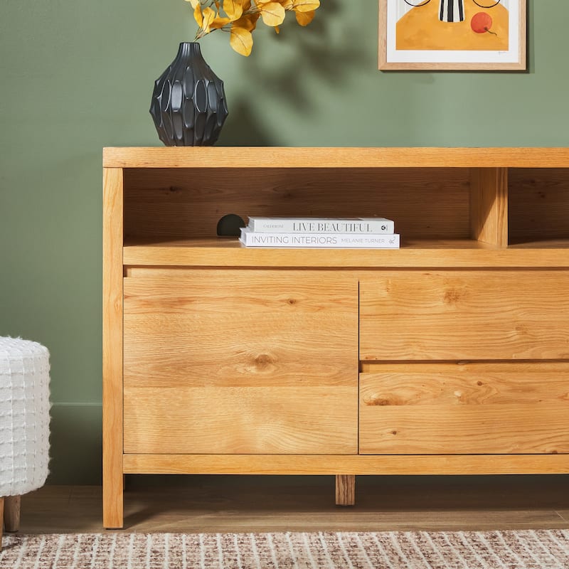 Middlebrook Farmhouse Rustic Solid Oak Wood 65" Sideboard with Storage