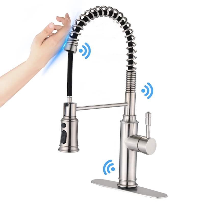Touch Kitchen Faucet with Pull Down Sprayer, Brushed Nickel - Total Height : 19.25 Inches