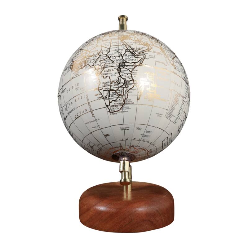 Resin Decorative Globe Modern Sleek Wood Base for Casual Home - 10.0"