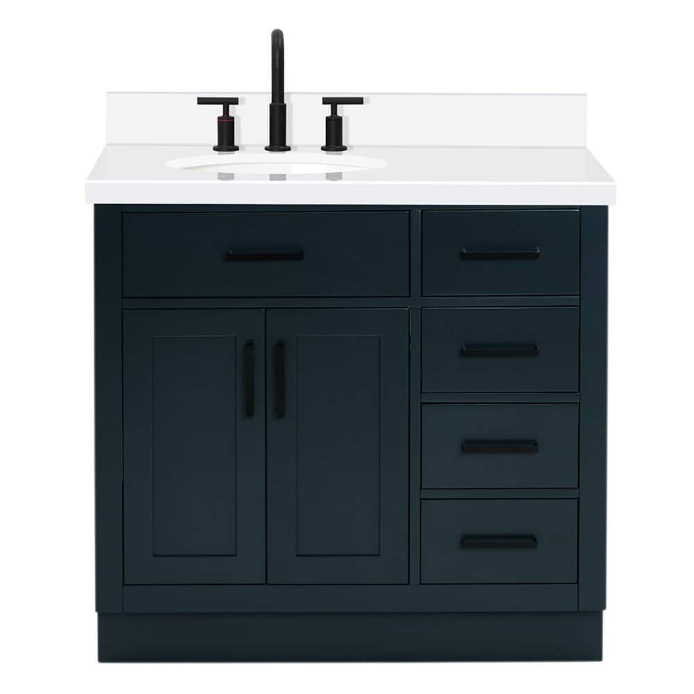 Ariel T037SLWQOVO Hepburn 37" Free Standing Single Basin Vanity Set