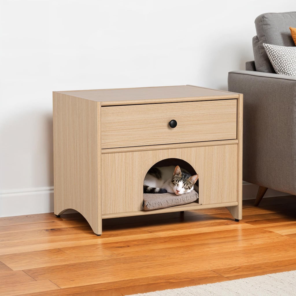 Furniture of America Travis Modern Natural 22-inch Side Table with Pet-Friendly Nook