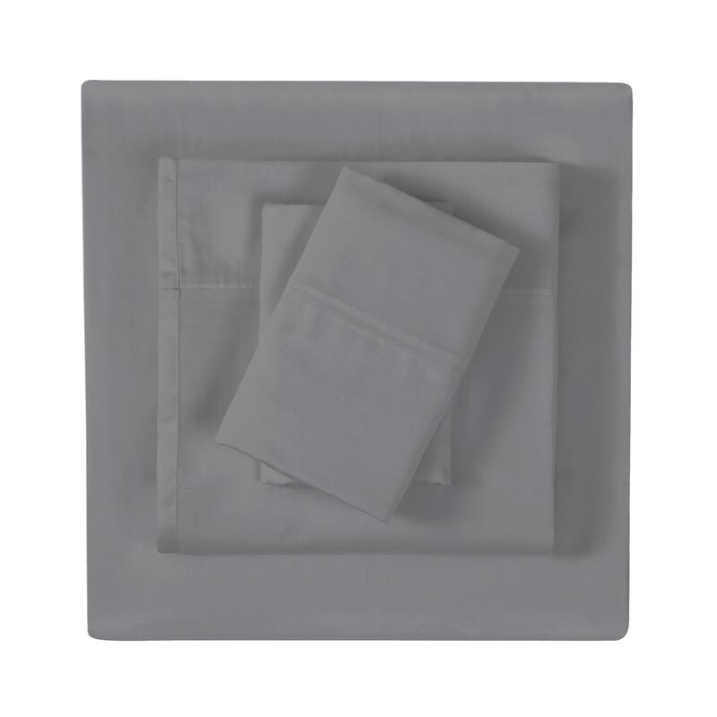 Vince Camuto Solid 400TC Percale 4 Piece Sheet Set - Grey - Twin
