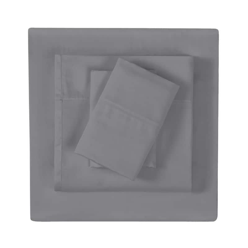 Vince Camuto Solid 400TC Percale 4 Piece Sheet Set - Grey - Full