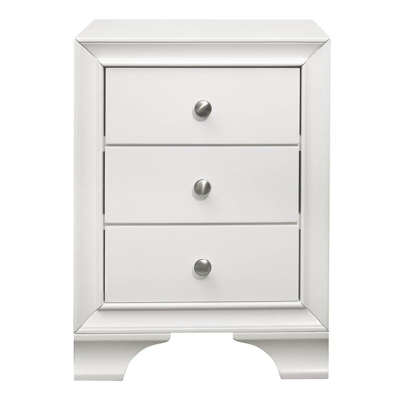 White/Chrome 3 Drawer 18 in. W Nightstand with Inbuilt Charging USB Port