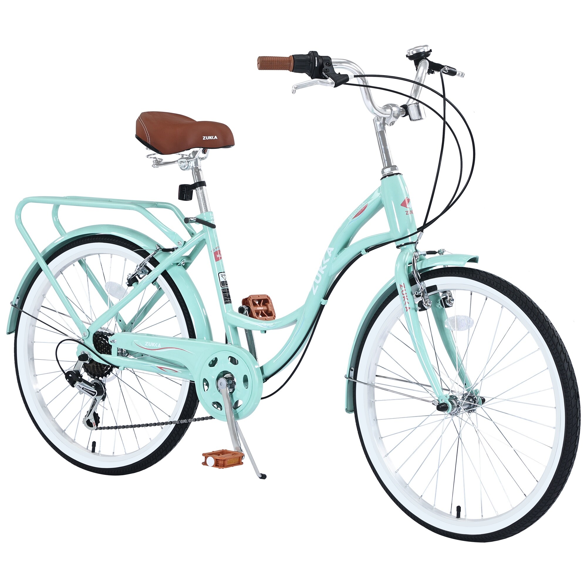 7 Speed Steel Frame Multiple Colors 24 Inch Ladies Bicycle Green