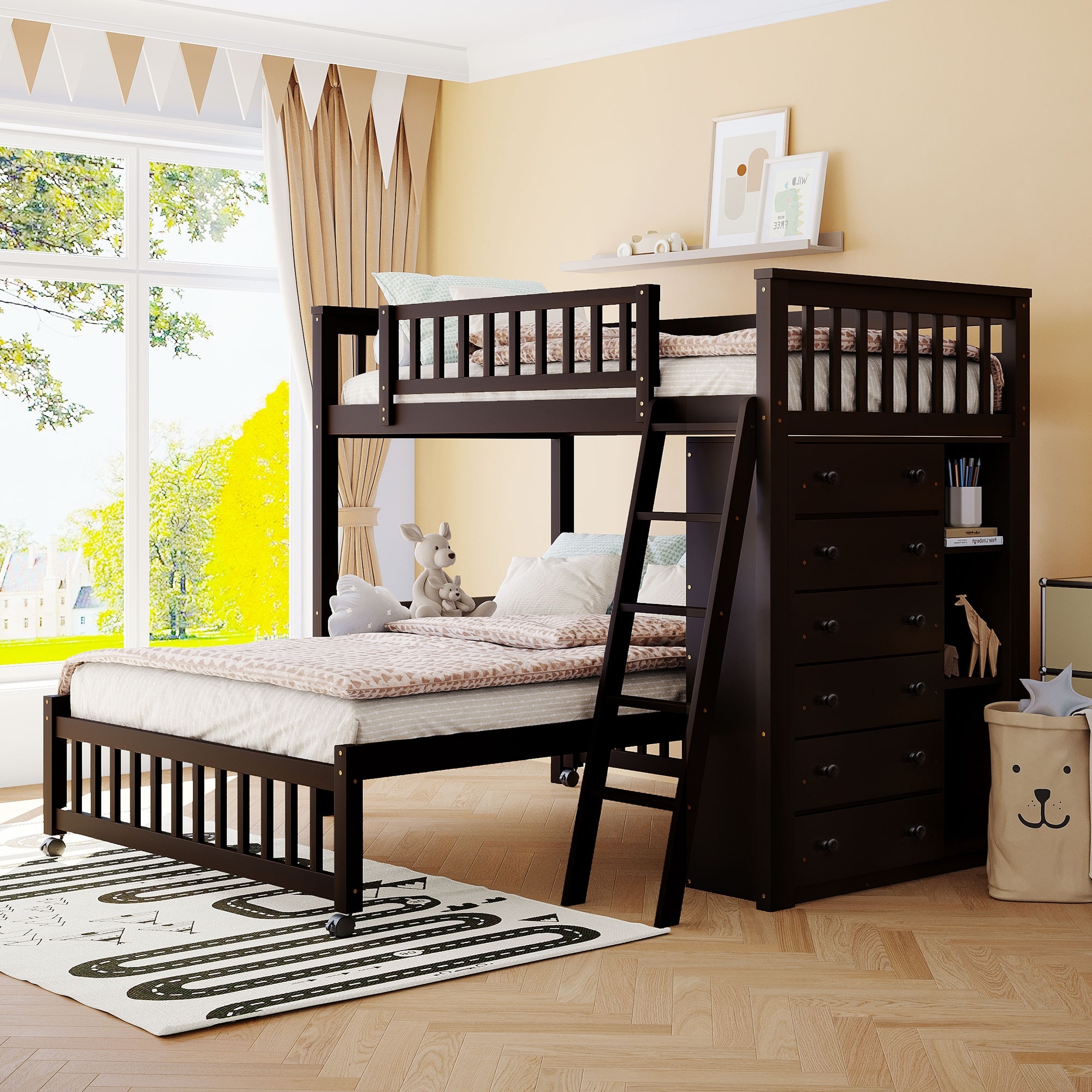 Triple bunk bed with full on bottom on sale
