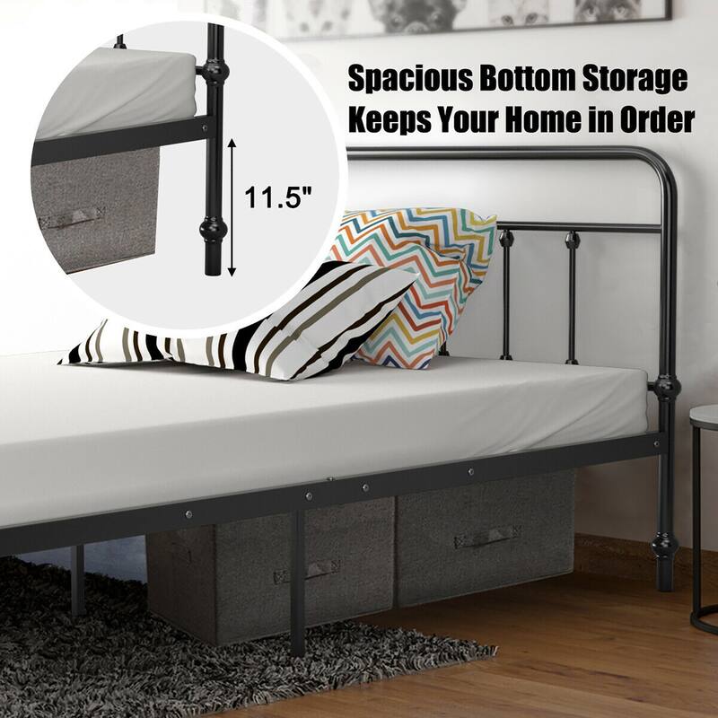 Costway Full Size Metal Steel Bed Frame W/ Stable Metal Slats