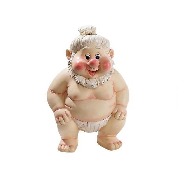 10" Standing Sumo Gnome Hand Painted Outdoor Garden Statue - N/A