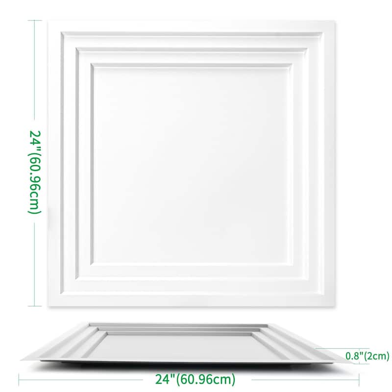 Atr3d 12pcs 24"x24" PVC 3D Wall Panel Ceiling Tile White or Black Cover 48 Sq.Ft.