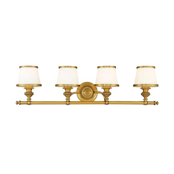 slide 2 of 2, Hudson Valley Lighting Milton 4 Light 34" Wide Bathroom Vanity Light Flemish Brass
