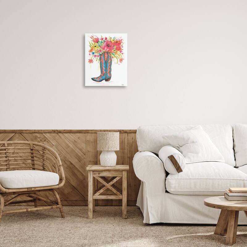Stupell Floral Cowgirl Boot Pastels Canvas Wall Art Design By Jessica Mingo