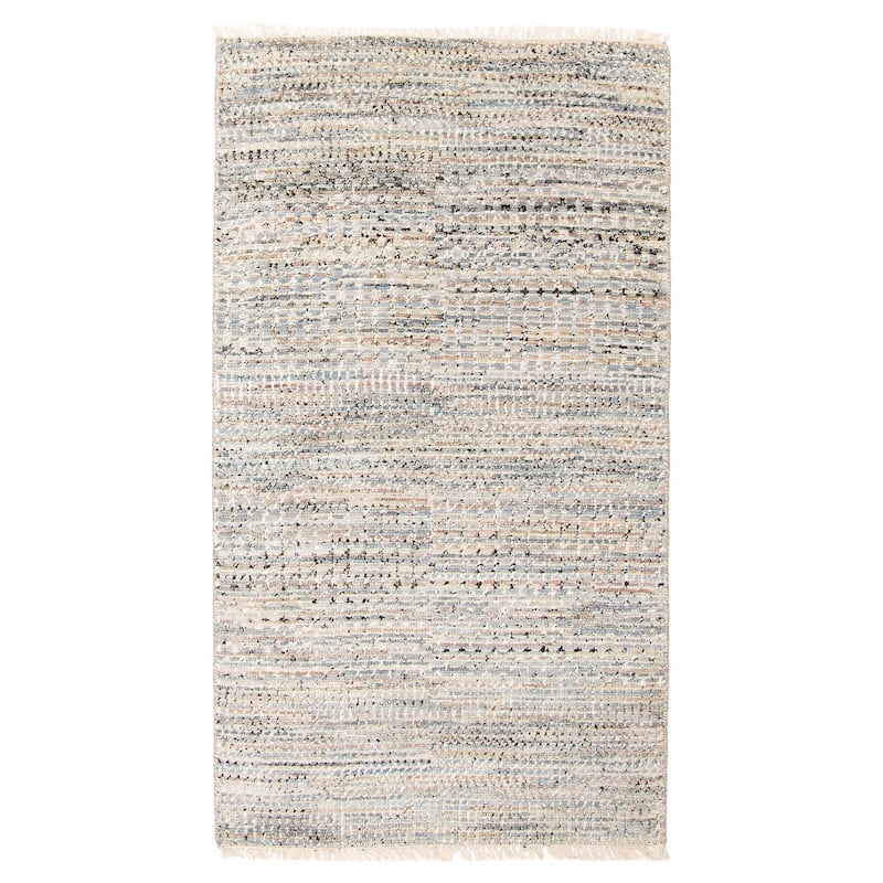ECARPETGALLERY Hand-knotted Silk Shadow Grey Viscose, Wool Rug - 2'11 x 5'2 - Grey - 2'11 x 5'2