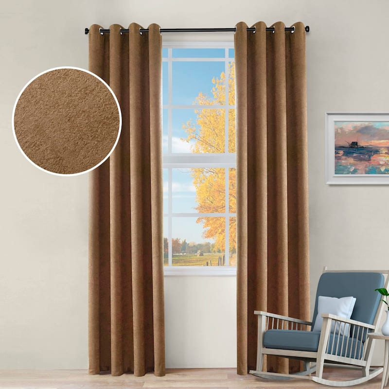 Superior Senna Washable Room Darkening Curtains, Set of 2 Panels - 52" x 63" - Brown