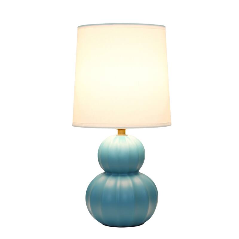 Stacked Double Gourd Ceramic Table Lamp with Tapered Shade - 12.5" - Teal Blue