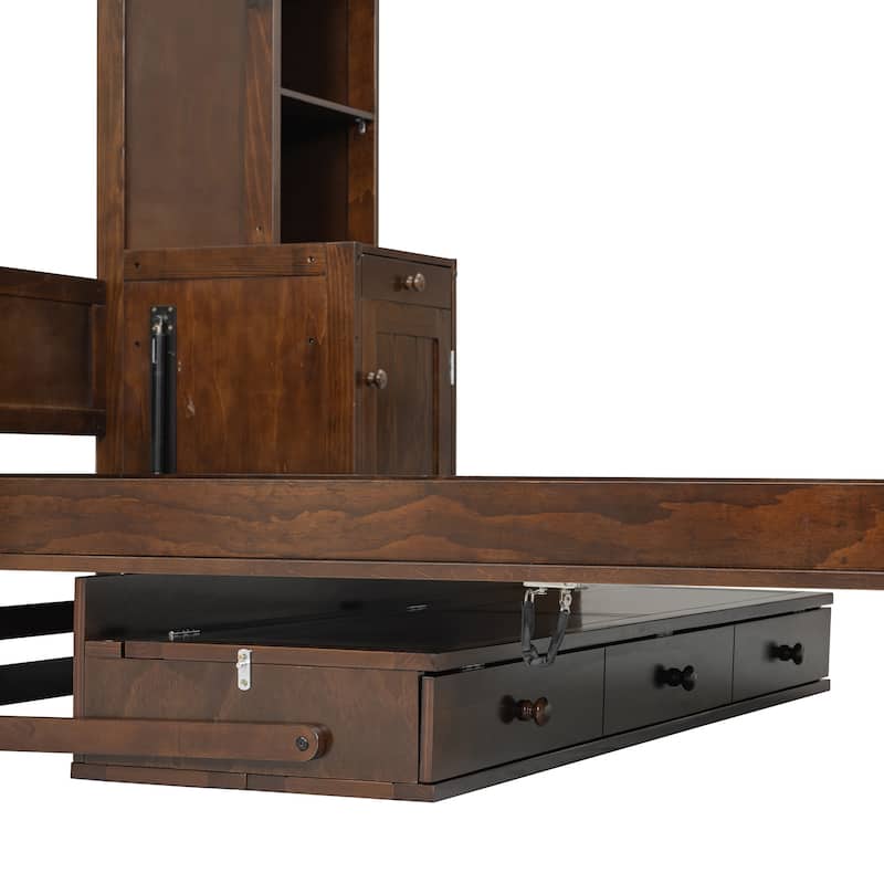 Queen Murphy Bed Cabinet with Fold-Down Desk, Power Hub & Mega Storage System by Harper&Bright Designs