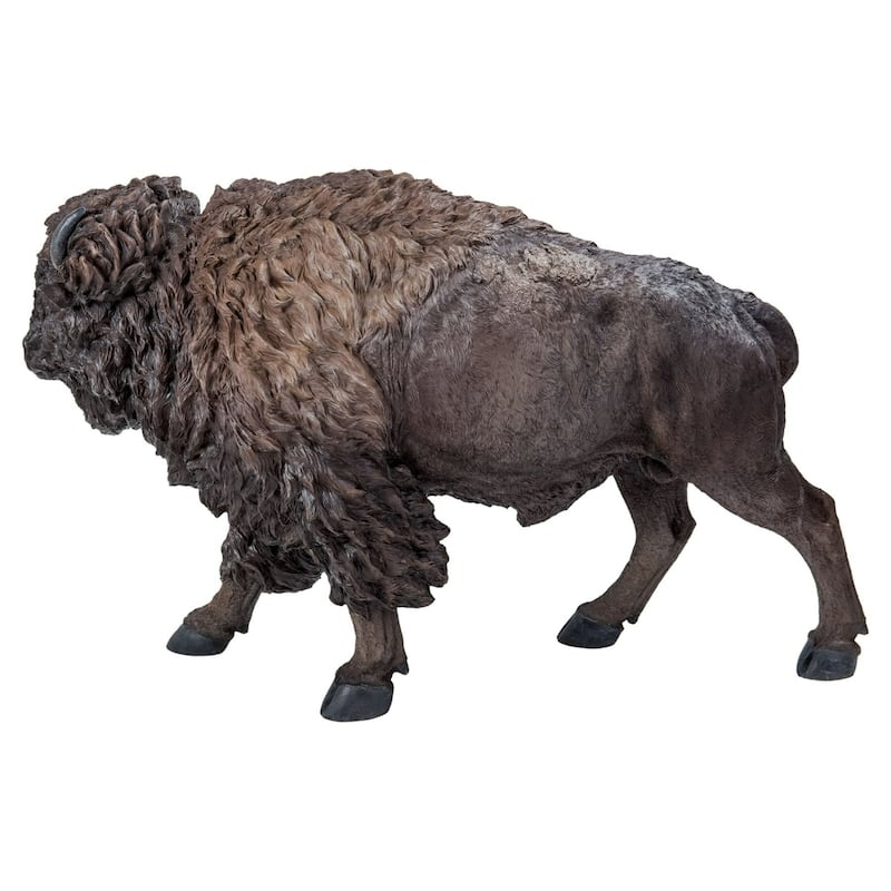 Standing Bison Outdoor Garden Statue - 35.5"