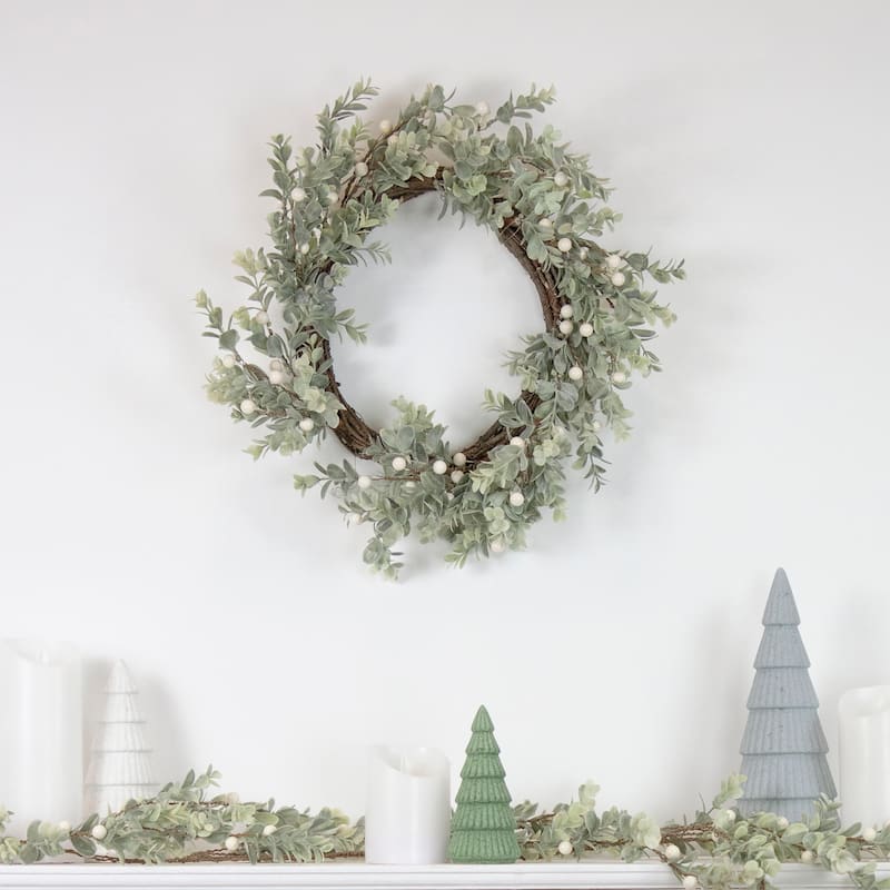 5' White Berry and Eucalyptus Christmas Garland - Unlit