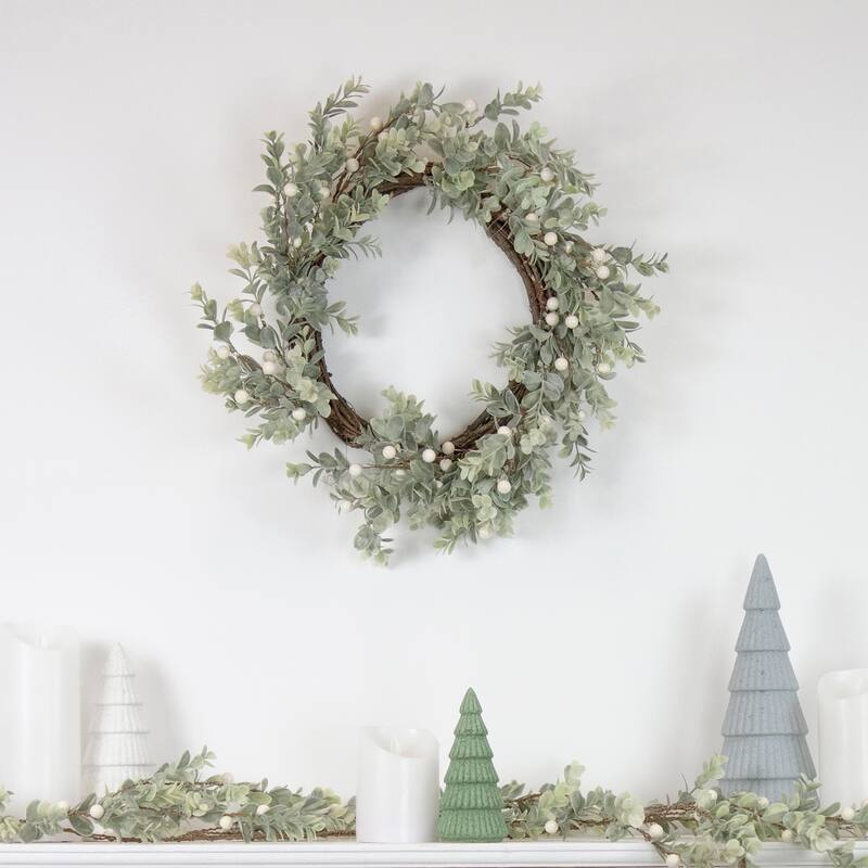 real touch™️ berry and eucalyptus christmas wreath 18" unlit