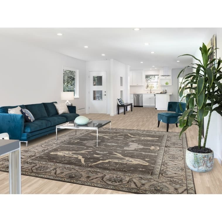 Transitional Oushak Area Rug Hand-Knotted Wool Carpet - 8'2" x 9'10"